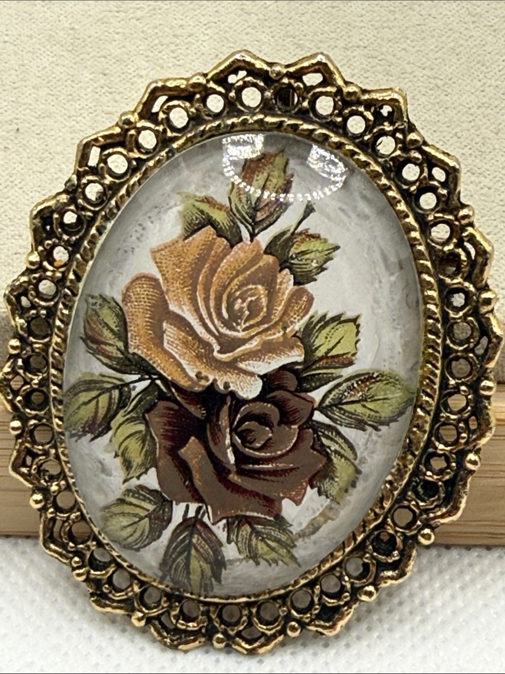 Vintage large floral flower brooch pendant pin brooch possible unsigned Sarah C